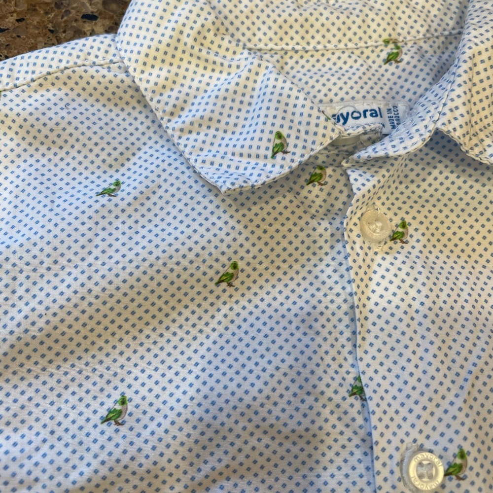 Mayoral Blue and White Shirt with Green Details